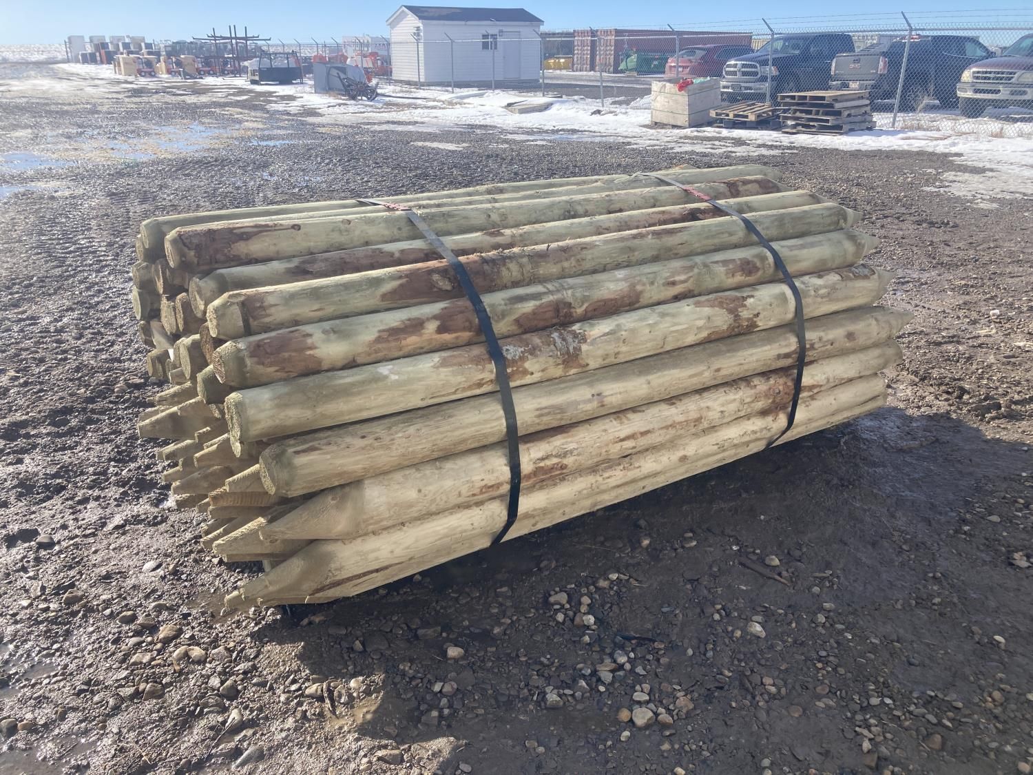 (70) 4 - 5 Inch X 8 Ft Treated Fence Posts (Unused) [24CA03993-033 ...