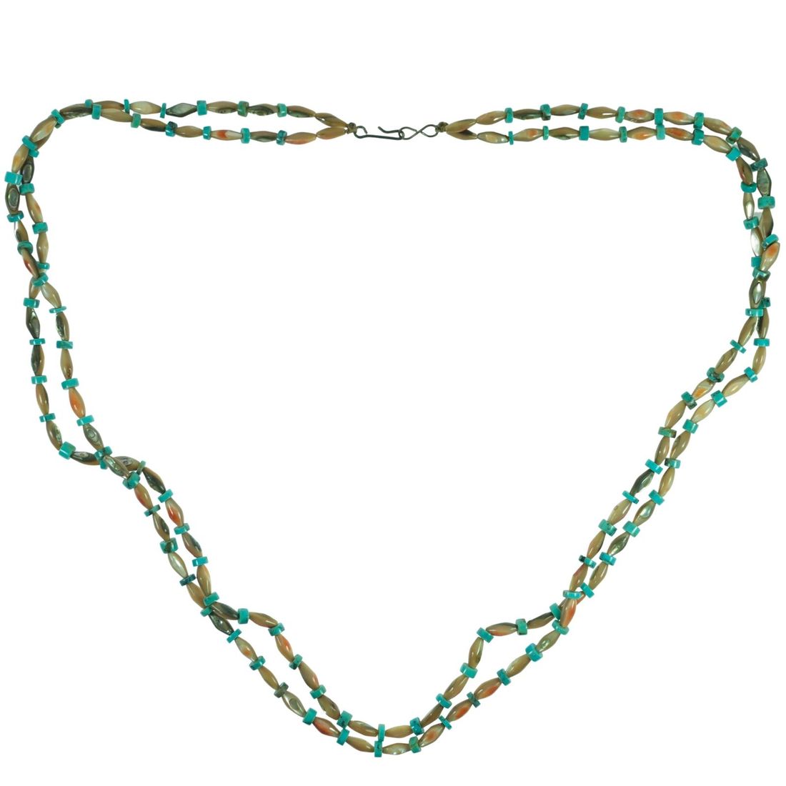Double-strand Turquoise and Shell Bead Necklace