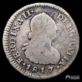 Chile, Santiago. ½ Real. 1817 (Fernando VII). FJ.