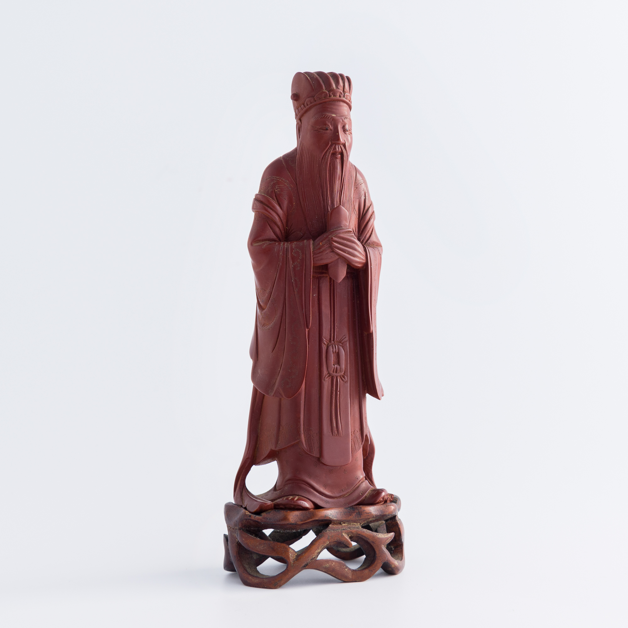 十九世紀晚黃楊木雕人物A Chinese Huangyang wood figure, late