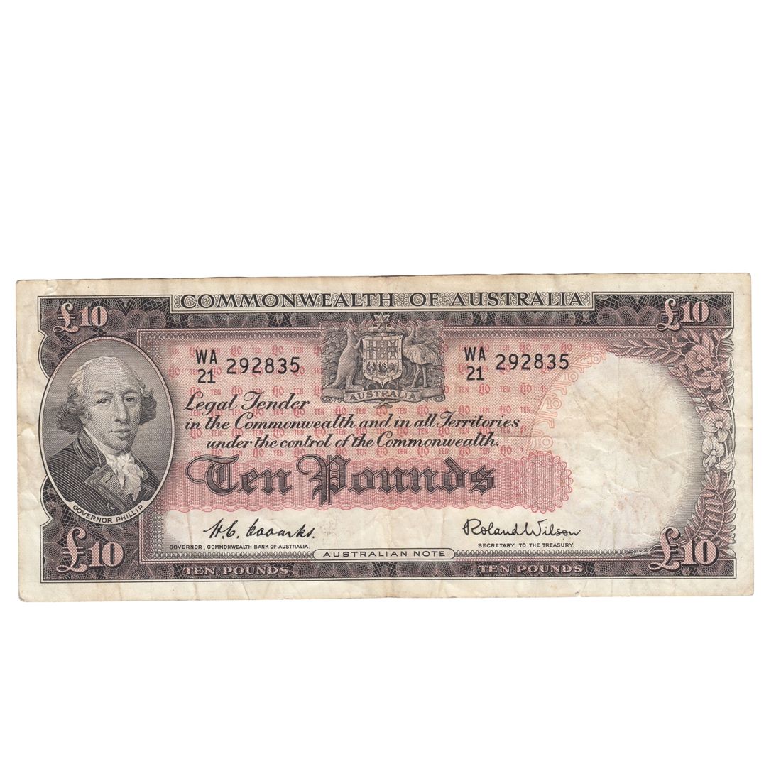 Australia 'Coombs - Wilson' £10 (1954), Crisp Very Fine
