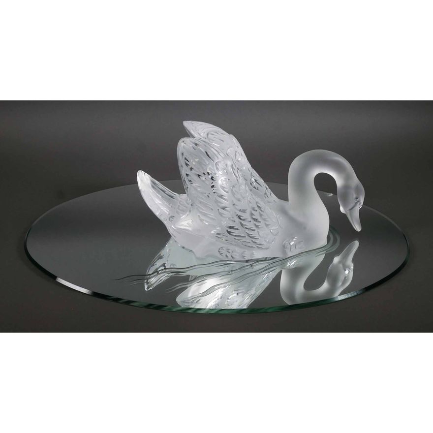 LALIQUE Crystal Swan on Mirror