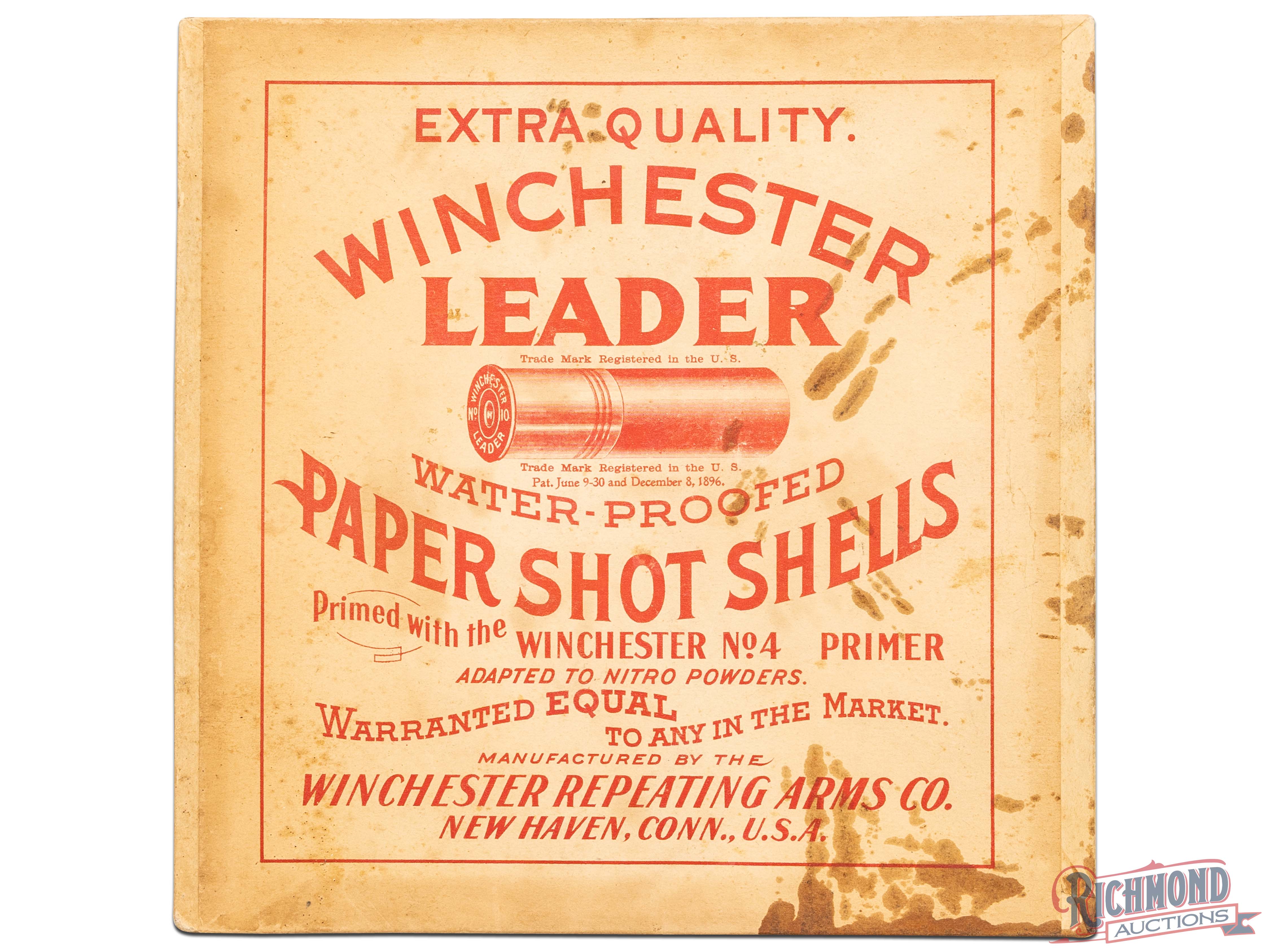 Full 100 Round Box Of Winchester Leader Water-Proofed Paper Shot Shells ...
