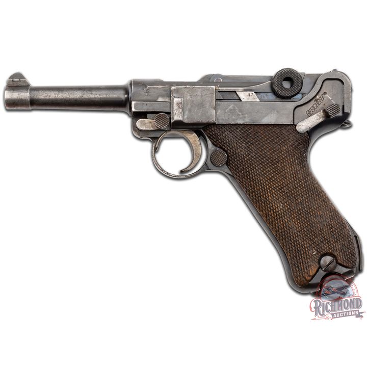 1930's DWM Mauser P-08 Luger 30 Caliber Semi-Auto Pistol with Leather Holster