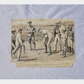 BOER WAR ,Recreation on Old Battlefields, Staff Officers Playing Golf at Johannesburg