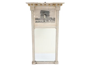 Vintage Petite Louis XVI Style Painted Trumeau Mirror