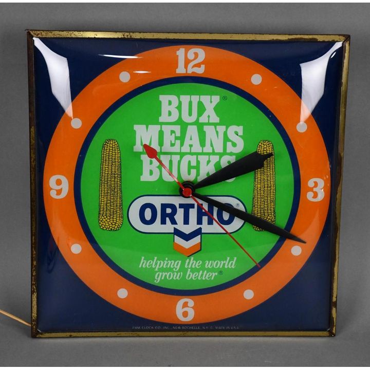 Ortho "Bux Means Bucks" w/Ears of Corn Lighted Pam Clock