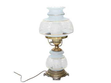 Vintage Quiozel Satin Lace Gone with the Wind Hurricane Table Lamp