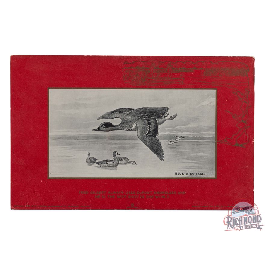Dupont Smokeless Gun Powder Lithograph Advertising Poster "Blue Wing Teal"