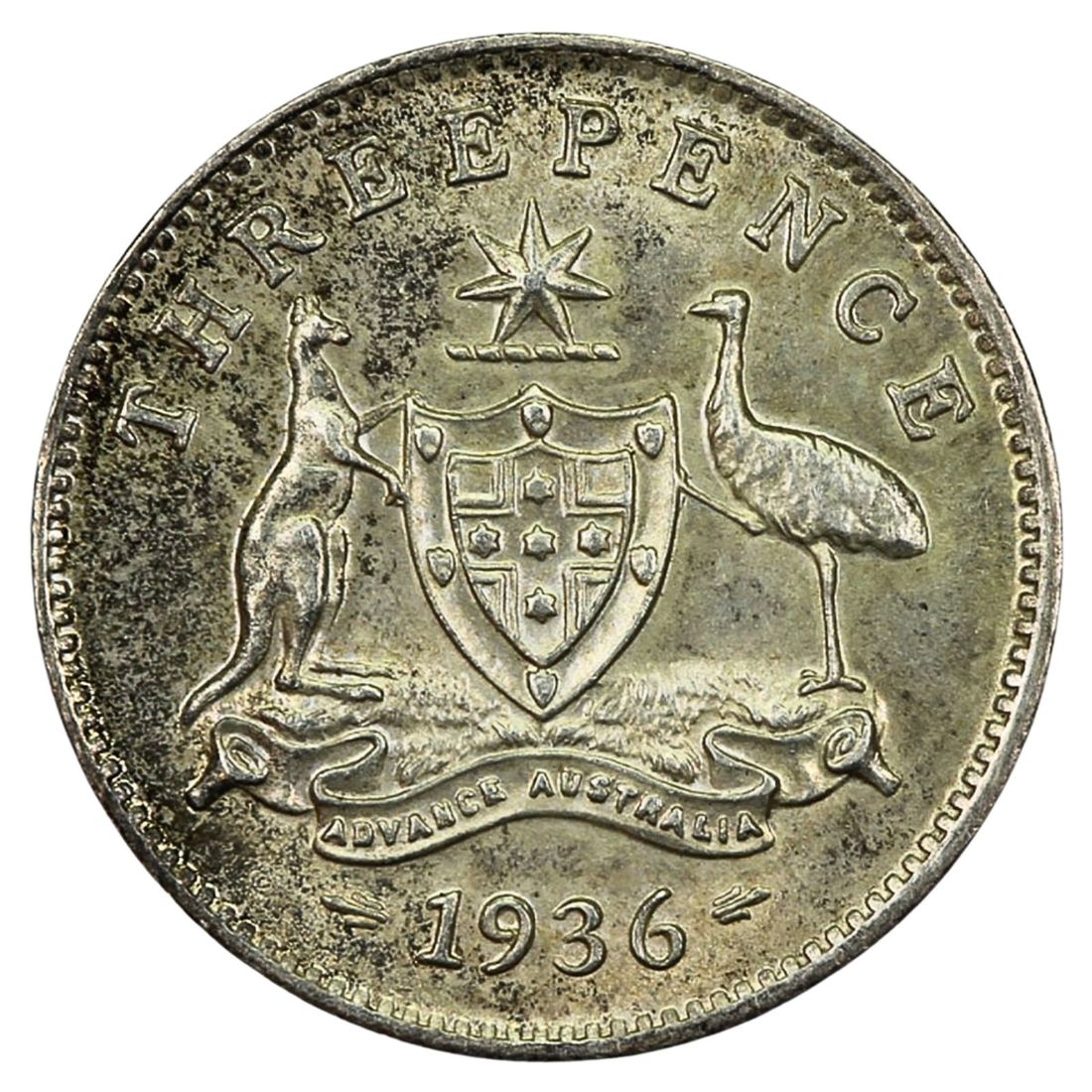 Australia 1936 Threepence, Uncirculated