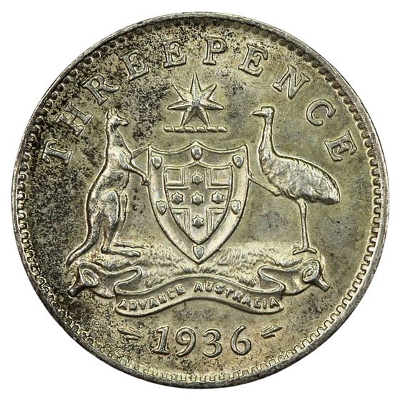 Australia 1936 Threepence, Uncirculated