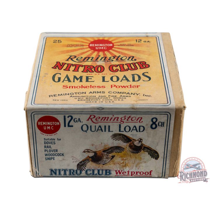 Factory Sealed Box Of Remington U.M.C. "Quail Load" Nitro Club Shotshells 12 GA