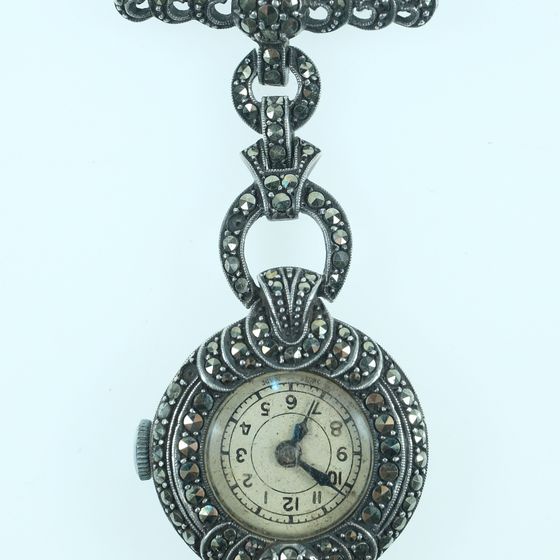 Marcasite Sterling Silver (925) Nurses Pendant Watch