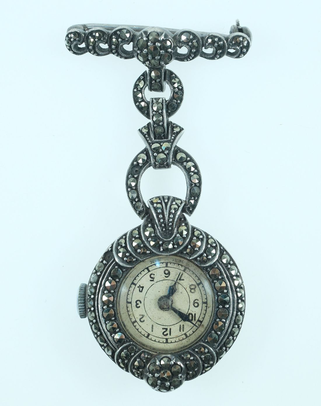Marcasite Sterling Silver (925) Nurses Pendant Watch