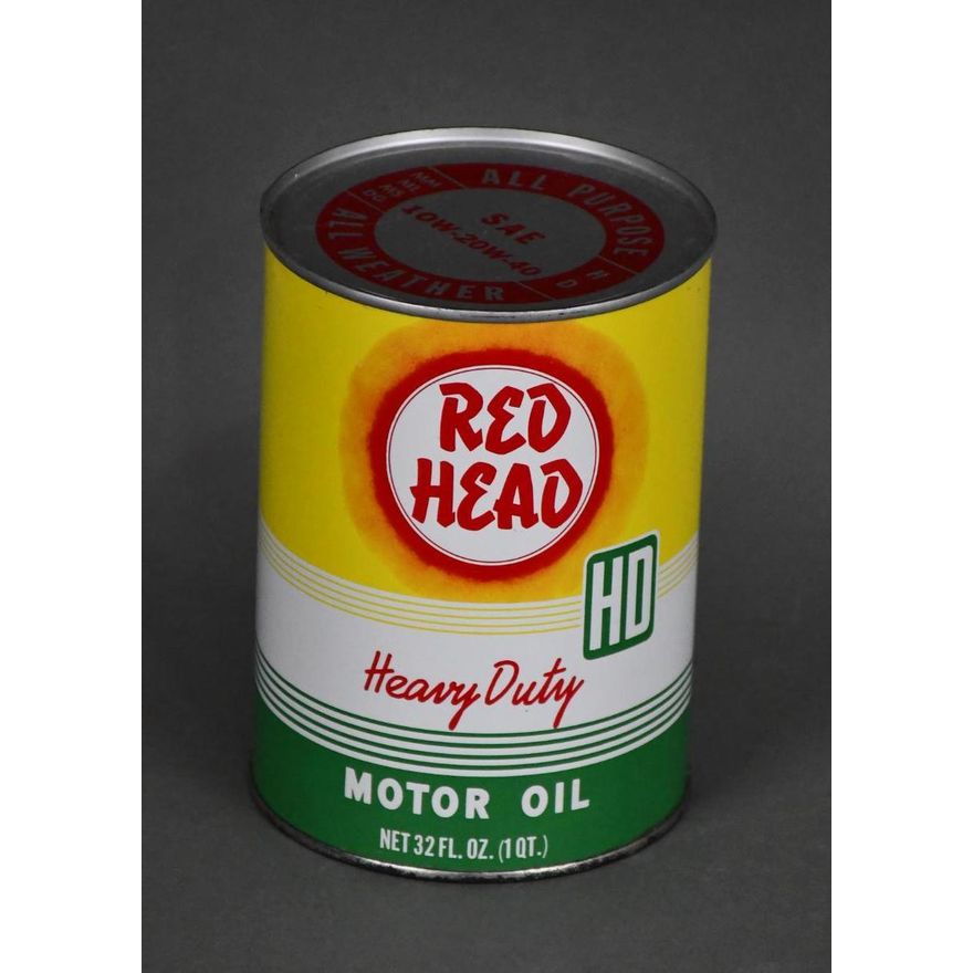 Red Head Heavy Duty Motor Oil One Quart Round Metal Can