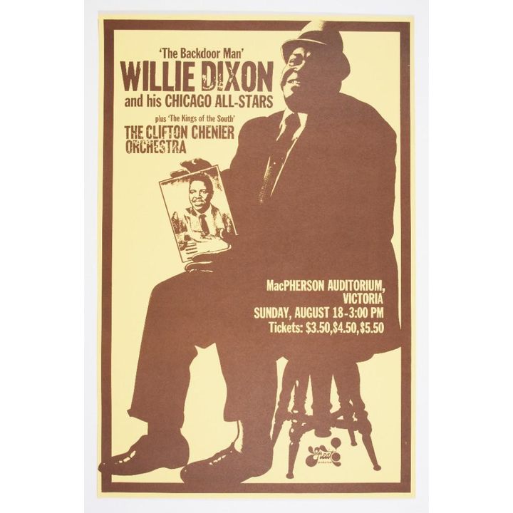 1974 Willie Dixon Clifton Chenier Orchestra MacPherson Auditorium Poster Excellent 73