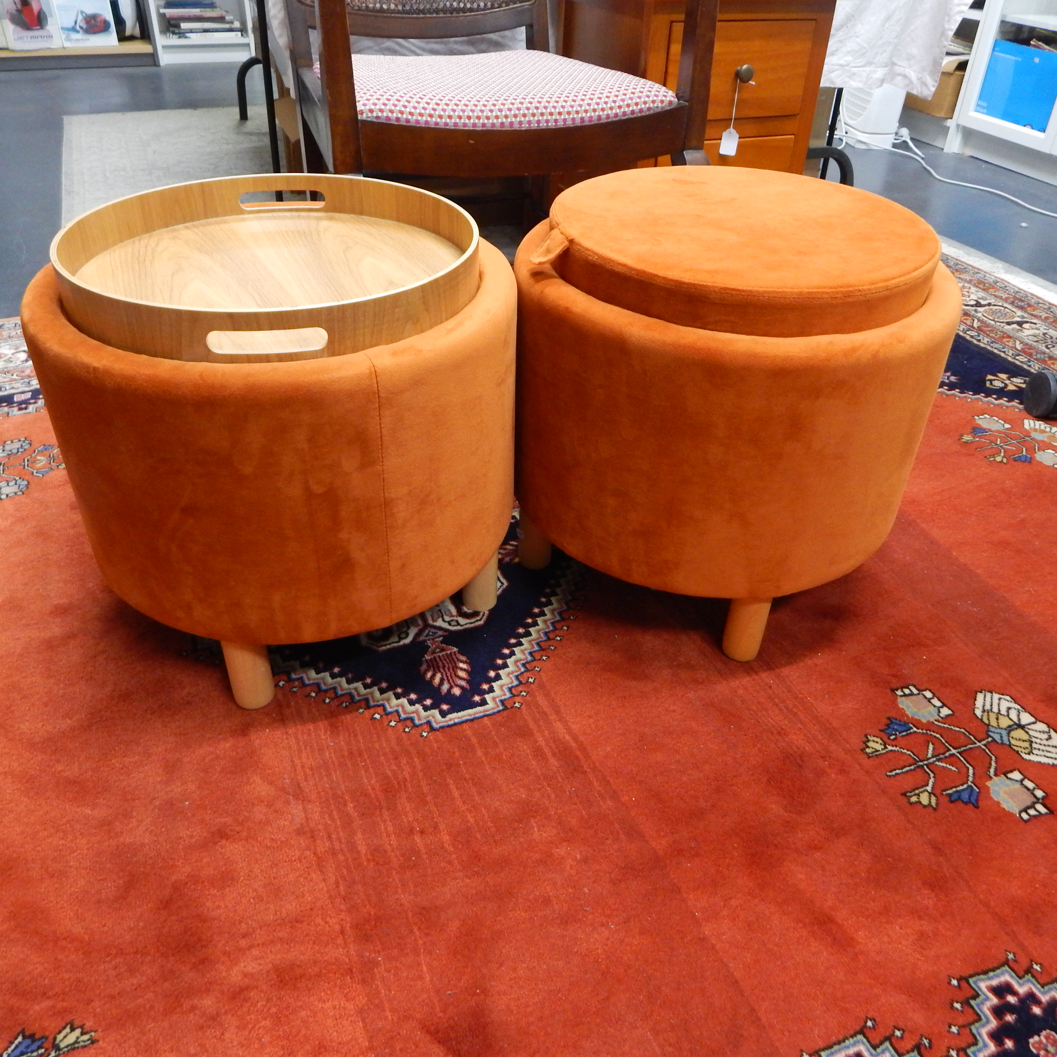 2 Maxi Tray Top Ottoman - Burnt Orange RP $199 ea — NZ auction result