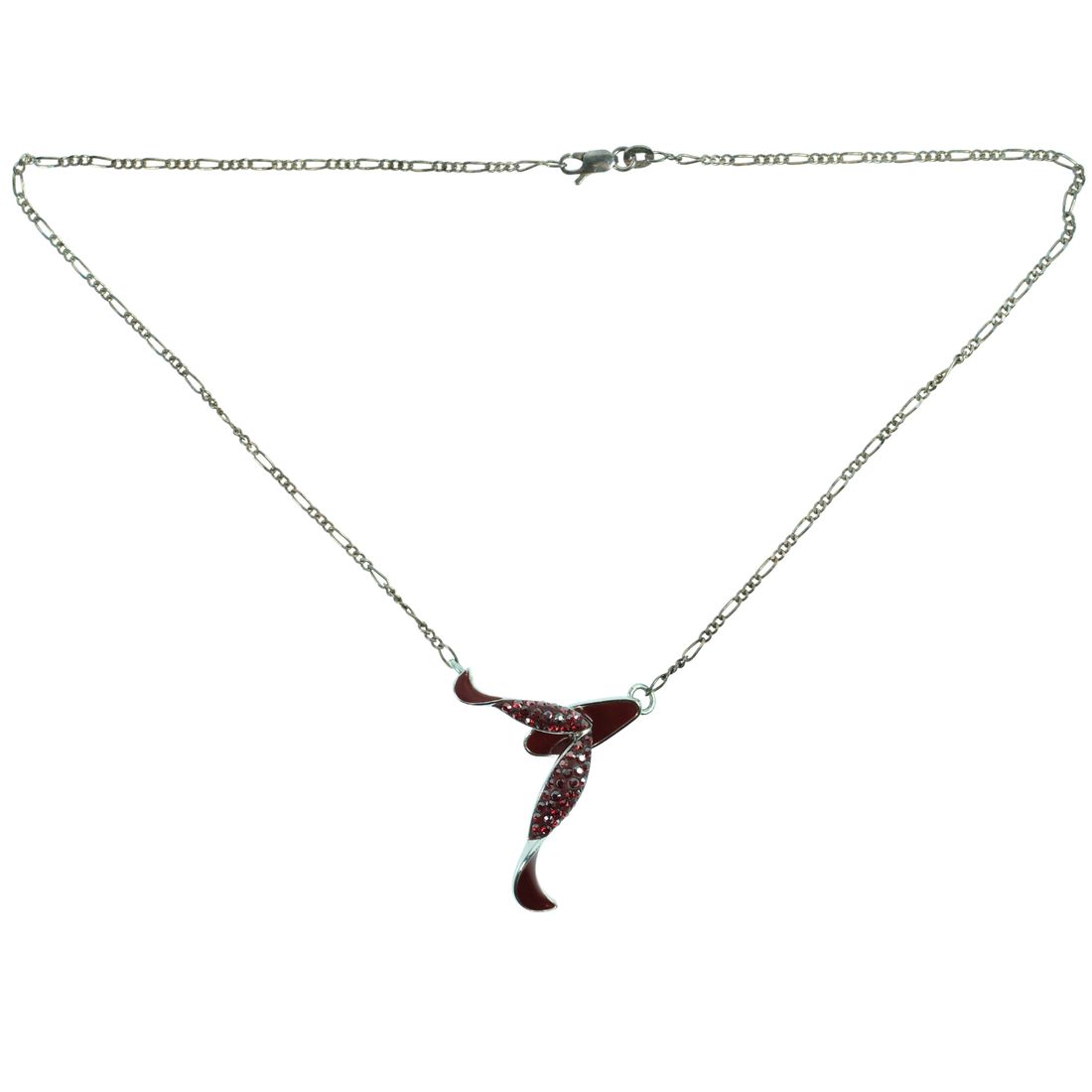 Red Crystal Pendant in Base Metal with Sterling (925) Silver Chain