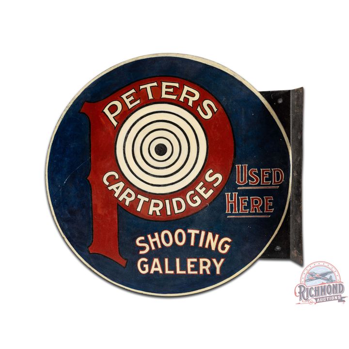 Peters Cartridges Used Here Shooting Gallery Metal Flange Sign