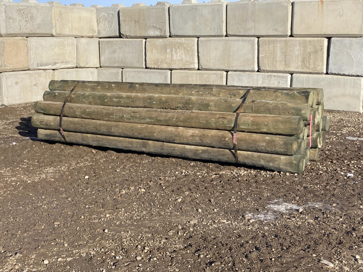 Jump Rails Treated (25) 7 - 8 Inch X 12 Ft Treated Fence Rails (Unused) [24CA03993-002 ...