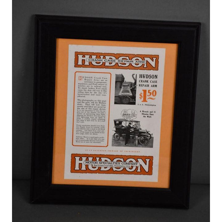 Hudson Crank Case Repair Arm Paper Ad Framed