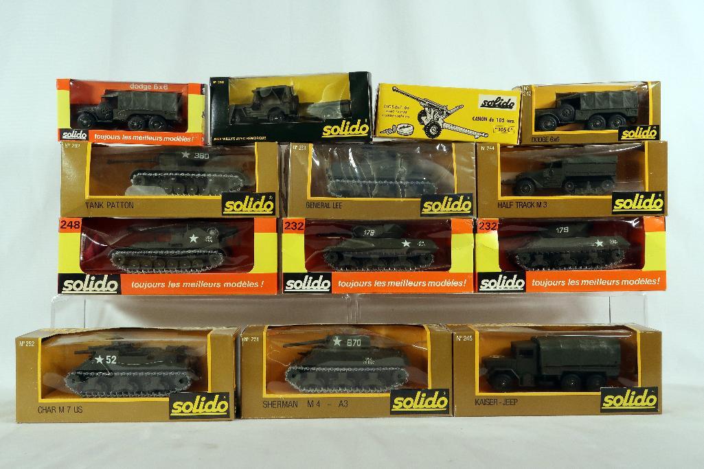 Solido Thirteen (13) Assorted Military Vehicles And Cannon | Harris Toy ...