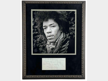 Jimi Hendrix Handwritten & Signed Note Framed (Tracks COA)