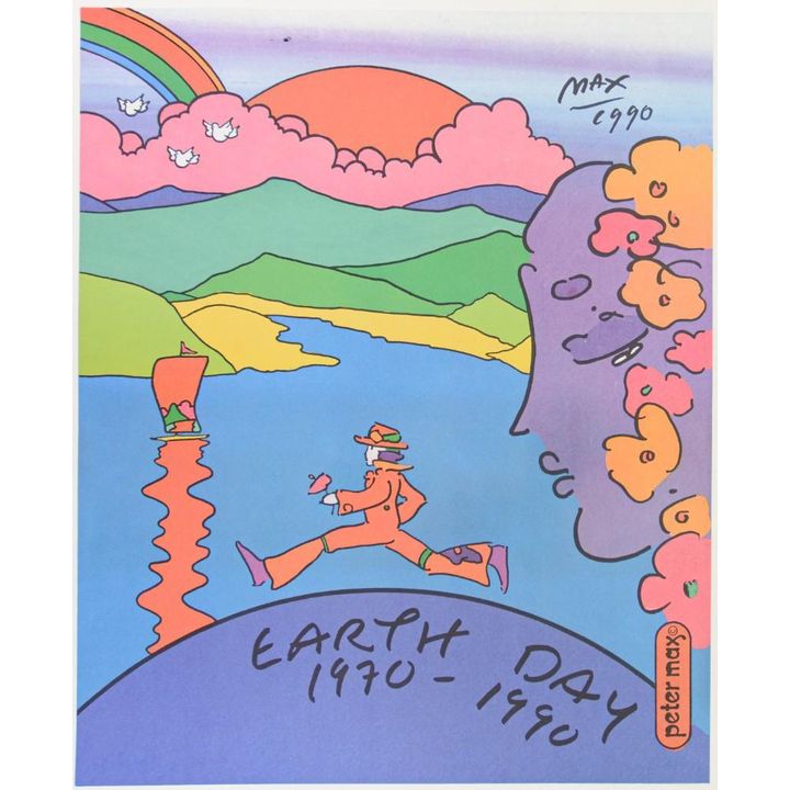1990 Peter Max Earth Day Poster Near Mint 85
