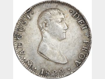 KM# 304 –8 Reales 1822 Mo JM. XF.