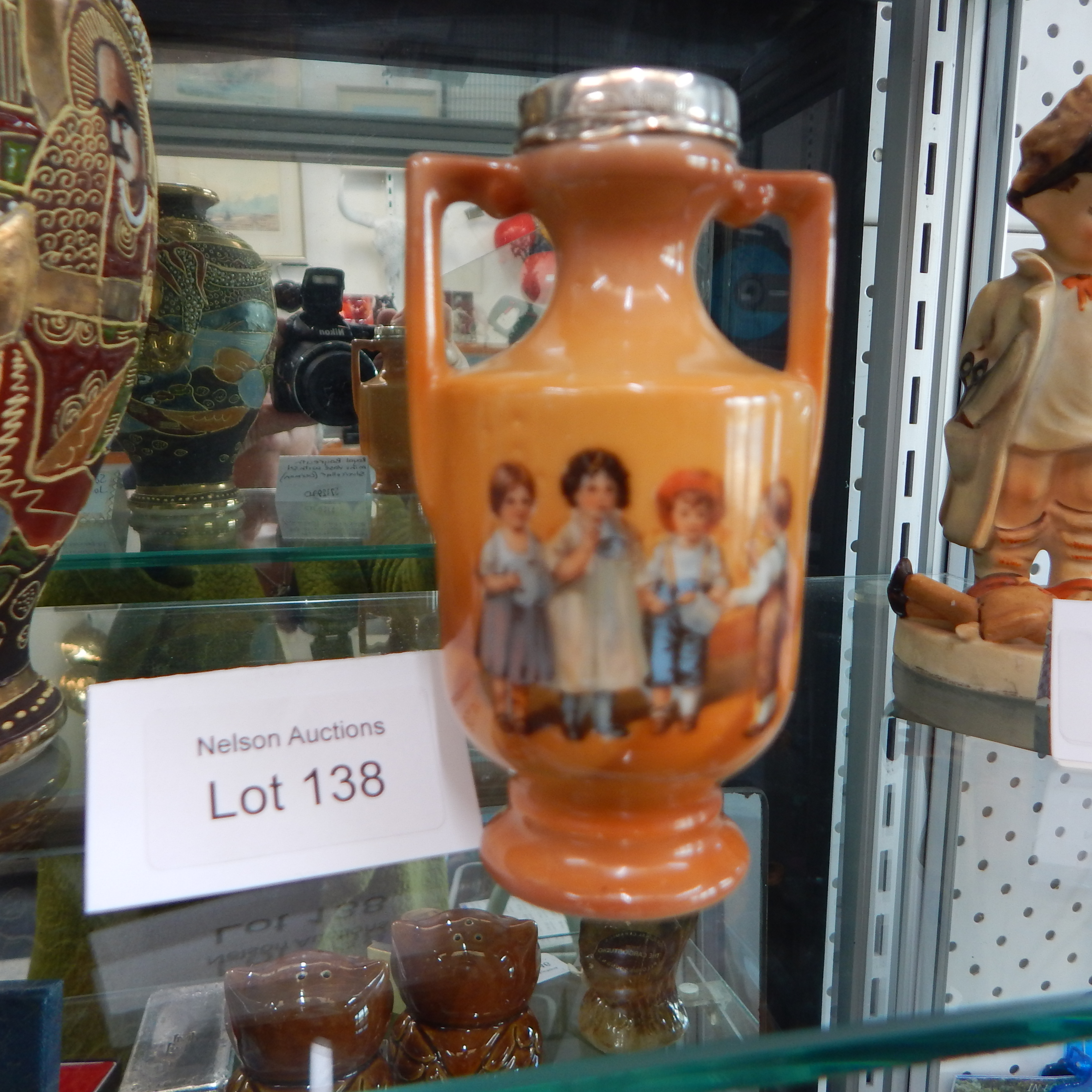 Royal Bayreuth Mini Vase w St Silver Collar — sold at auction in New Zealand for $20