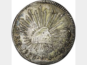 KM# SIMIL 374.8 – 2 Reales 1833 Guanajuato Go MJ. VF.