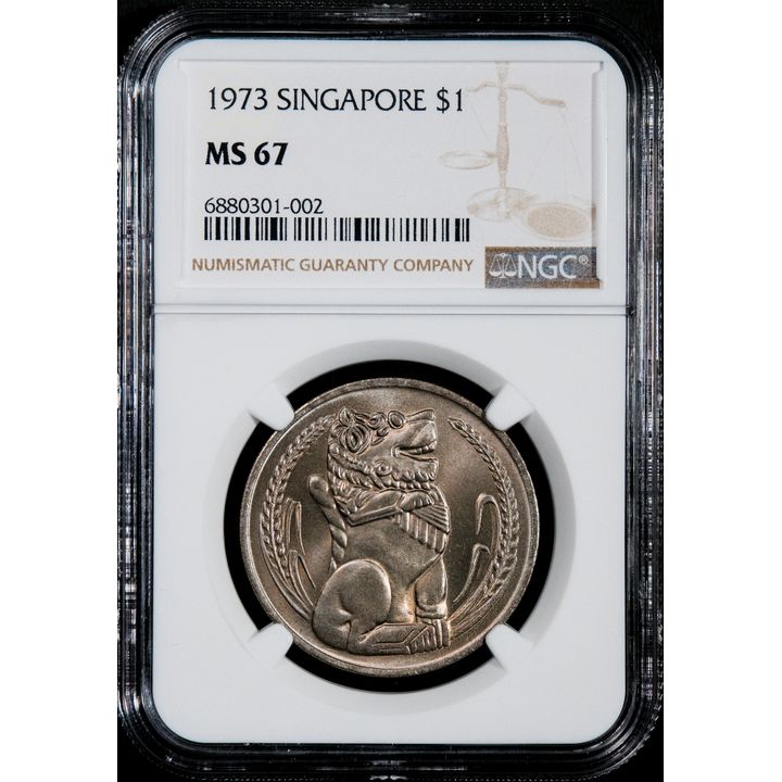 Singapore 1973 Merlion $1 NGC MS67 (6880301-002)