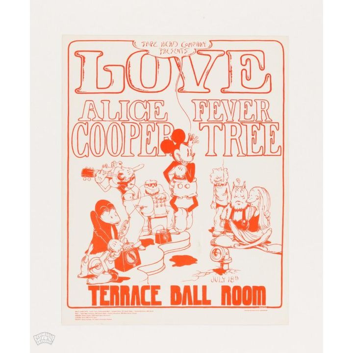 1968 Love Alice Cooper Fever Tree Terrace Ballroom Salt Lake City Handbill Mint 91