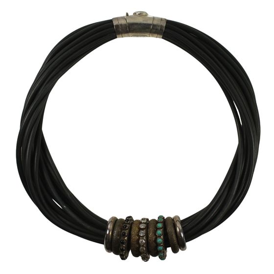 Designer Choker Necklace by 'Yanvan' in Multi-strand Rubber with Sterling (925) Silver Clasp
