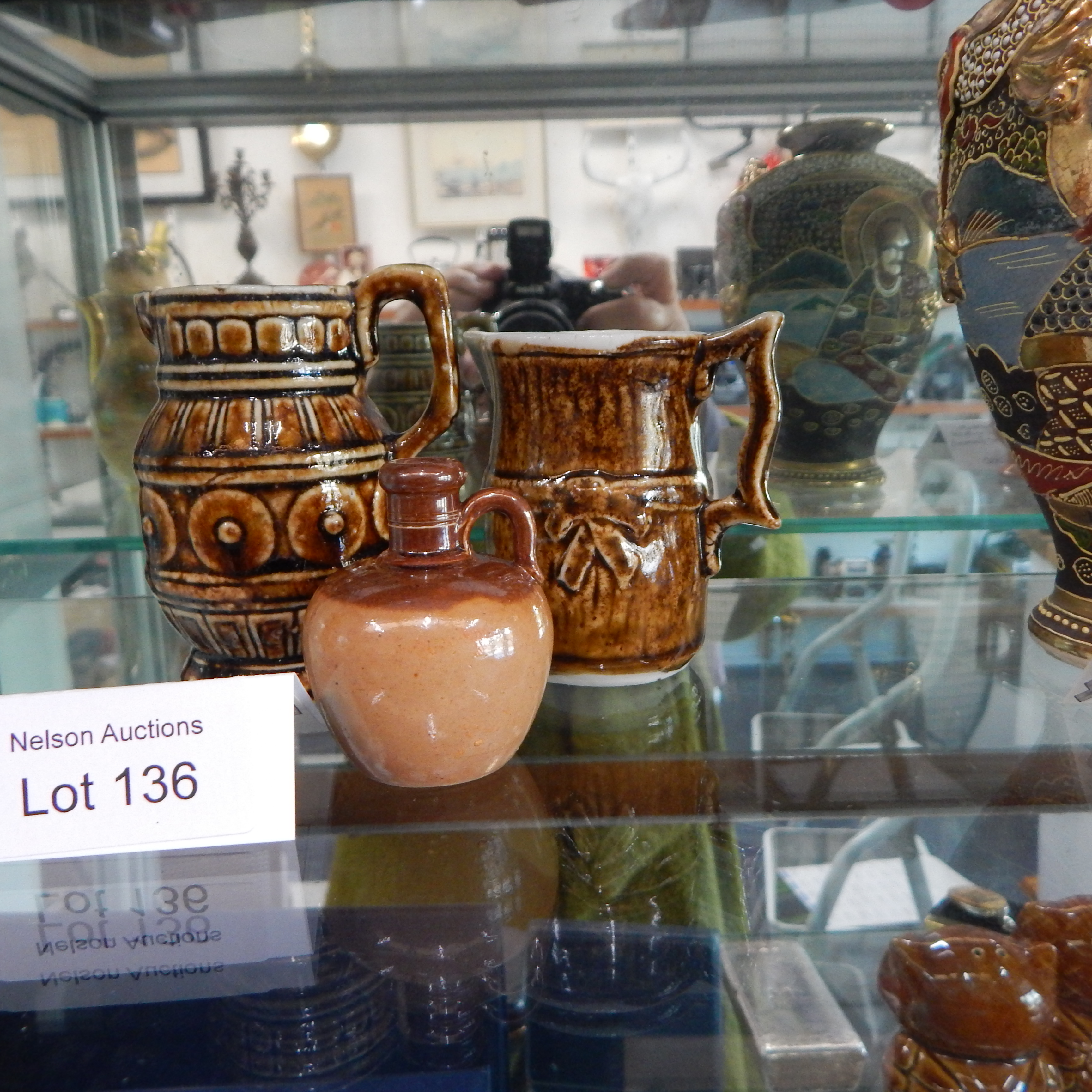 2 x 1900 Cat Head Pitcher w Rockingham glaze + Lambeth Mini Jug — NZ auction result
