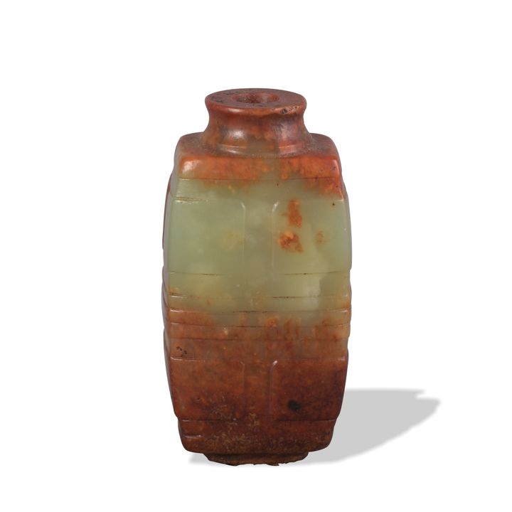 Chinese Yellow Jade Cong Snuff Bottle, Qianlong