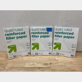 up&up - 100ct Quad Ruled Filler Paper Reinforced - 3 Pack