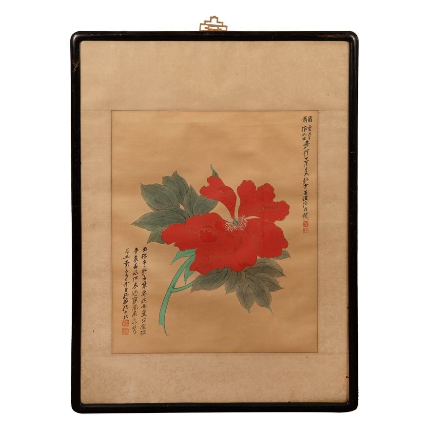孫雲生   維量上款花卉鏡片 A Chinese painting of a flower, signed Sun Yunsheng (Chinese, 1918-2000), given to Wei Liang
