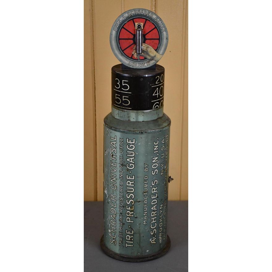 Schrader Tire Gauge Metal Counter-Top Point of Sale Cabinet Finial is repop