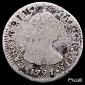 Chile, Santiago. ½ Real. 1791 (Carlos IV). DA.