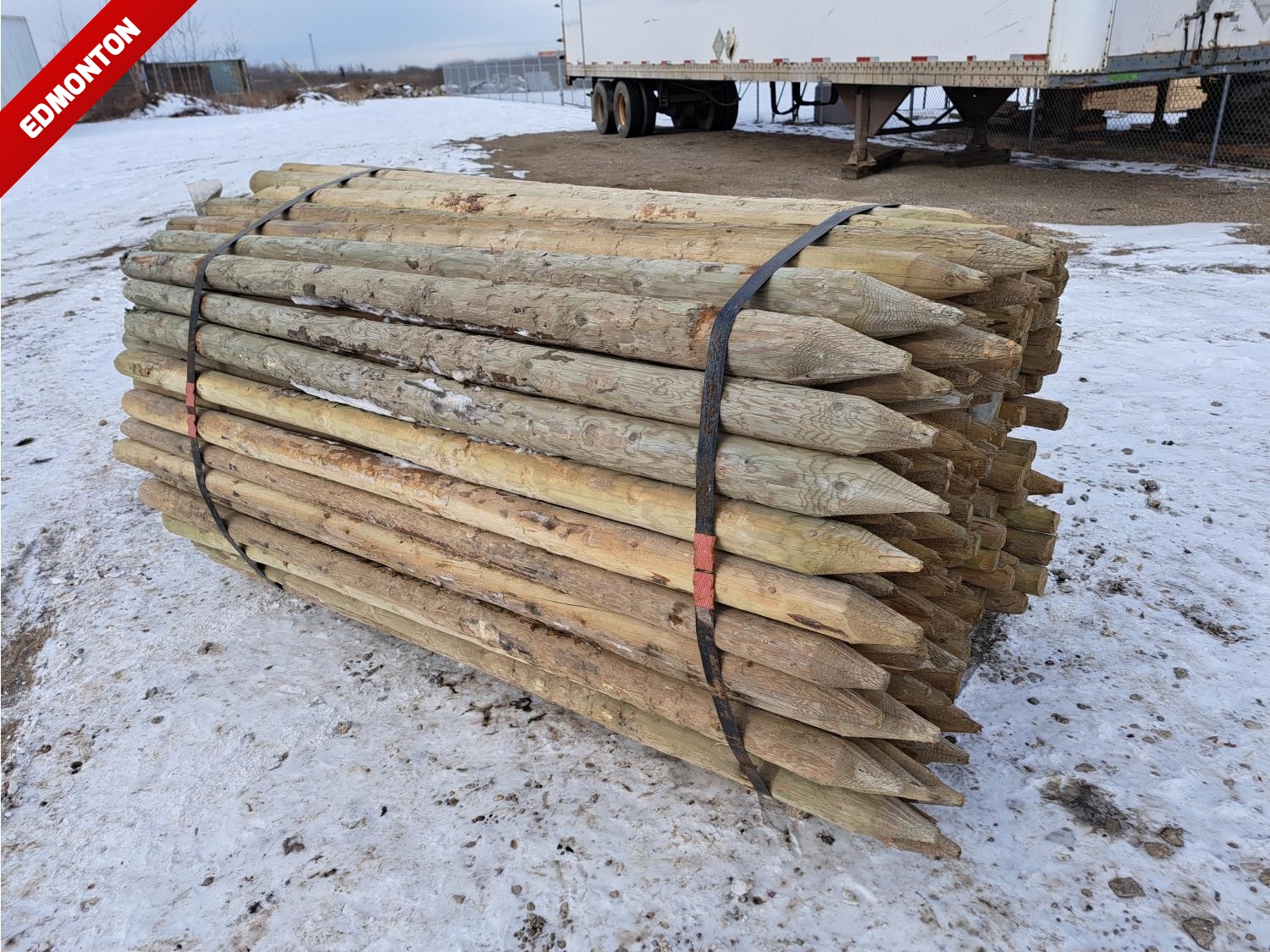 (180) 2 Inch - 3 Inch X 7 Ft Treated Posts (Unused) [24CF10004-001 ...