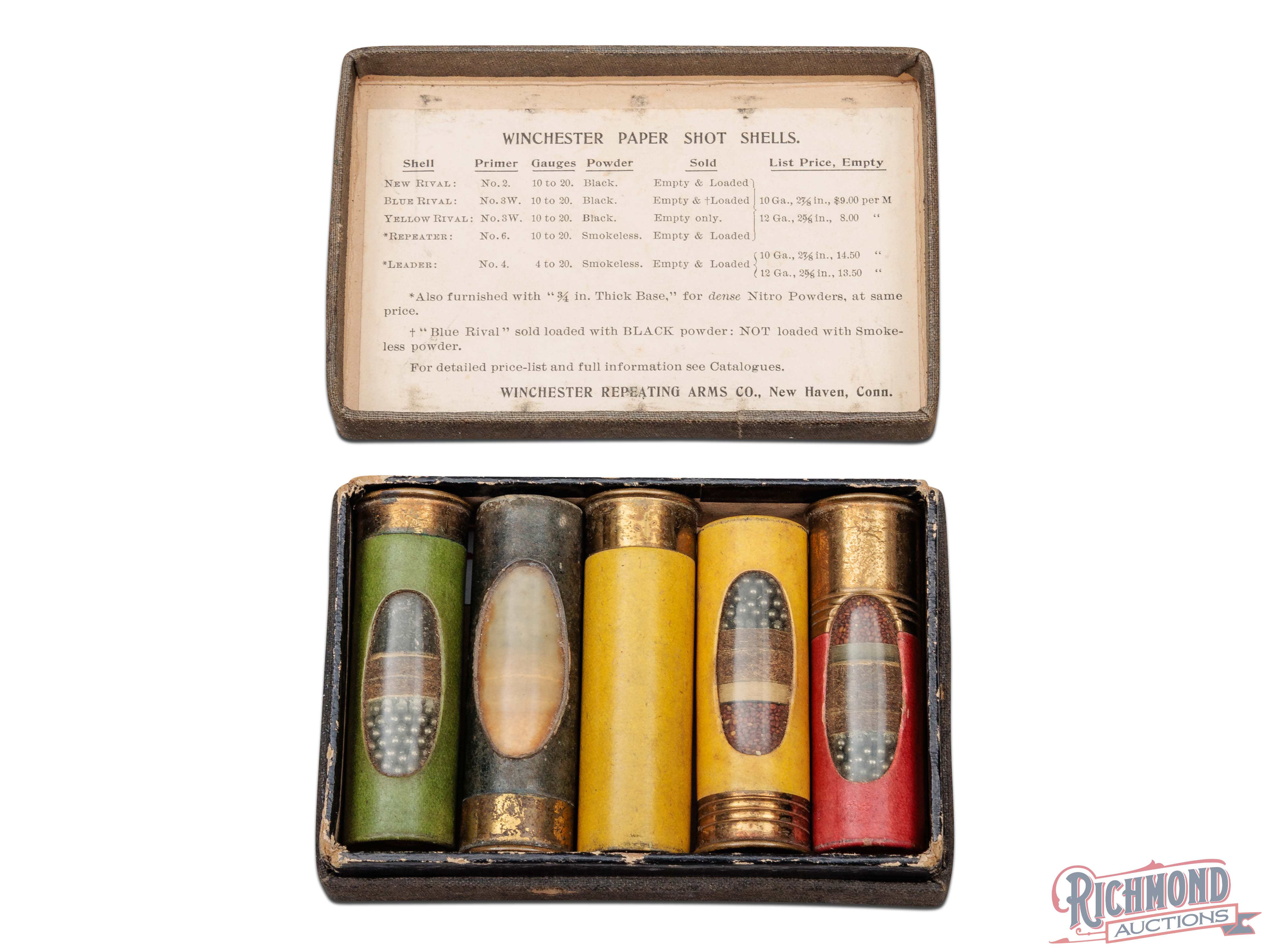 Shell Shot Samples Complete Winchester Sample Paper Shot Shell Salesman Set in Factory Box ...