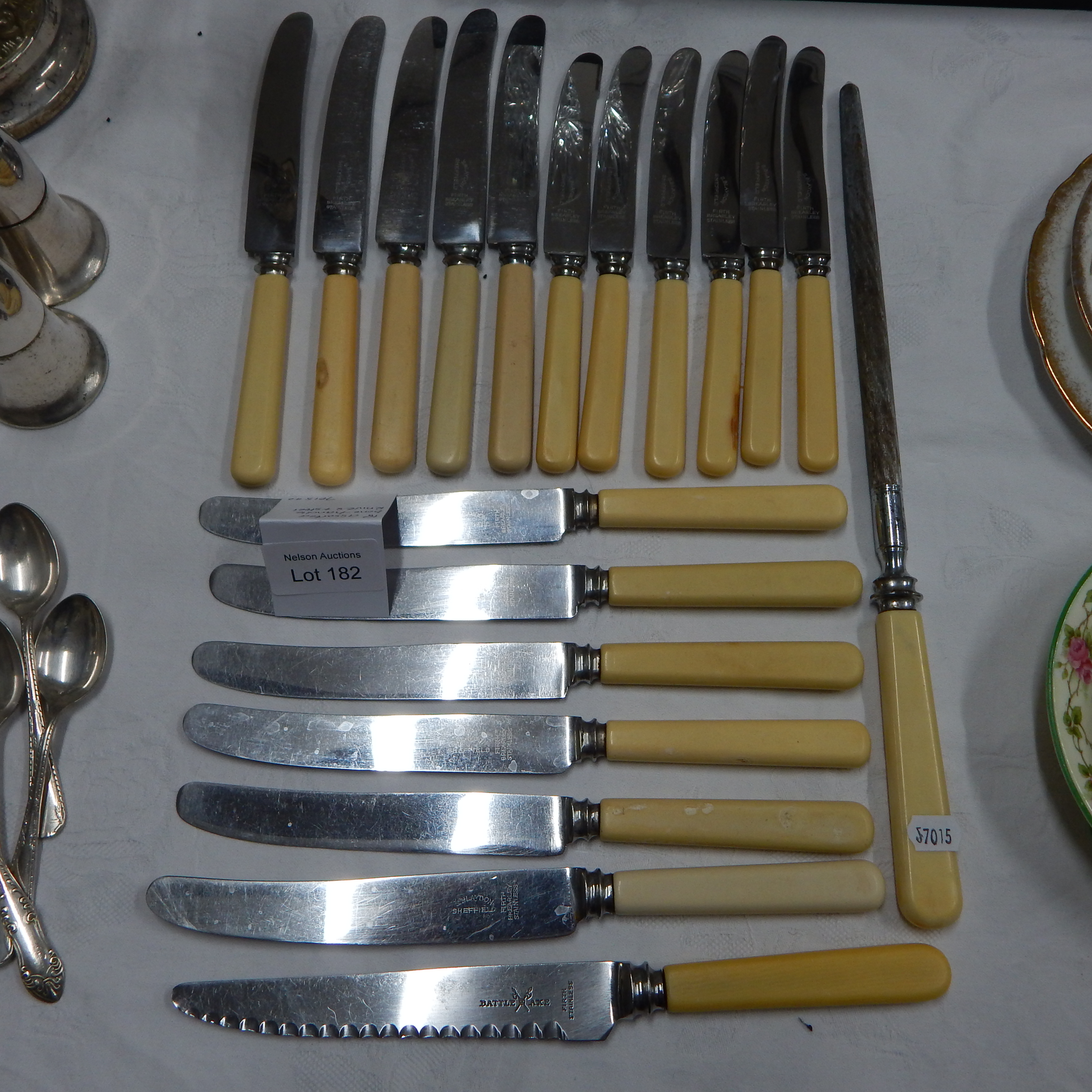 18 Assorted Bone Handled Knives + steel blade — sold at auction in New Zealand for $35