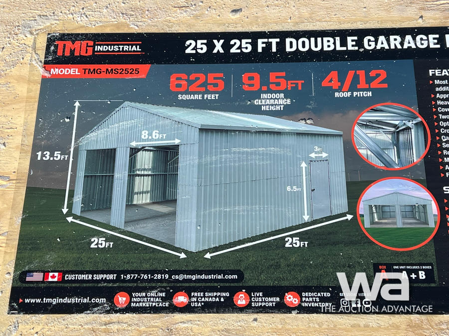 TMG 25X25 FT. Double Garage Metal Barn Shed | Weaver Auctions