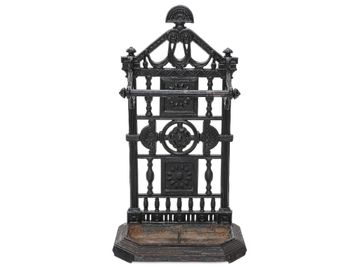 Vintage Painted Black Cast Iron Umbrella Stand