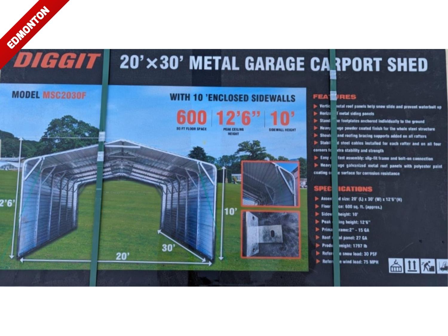 2024 Diggit Msc2030f 20 Ft X 30 Ft All-steel Carport (unused 