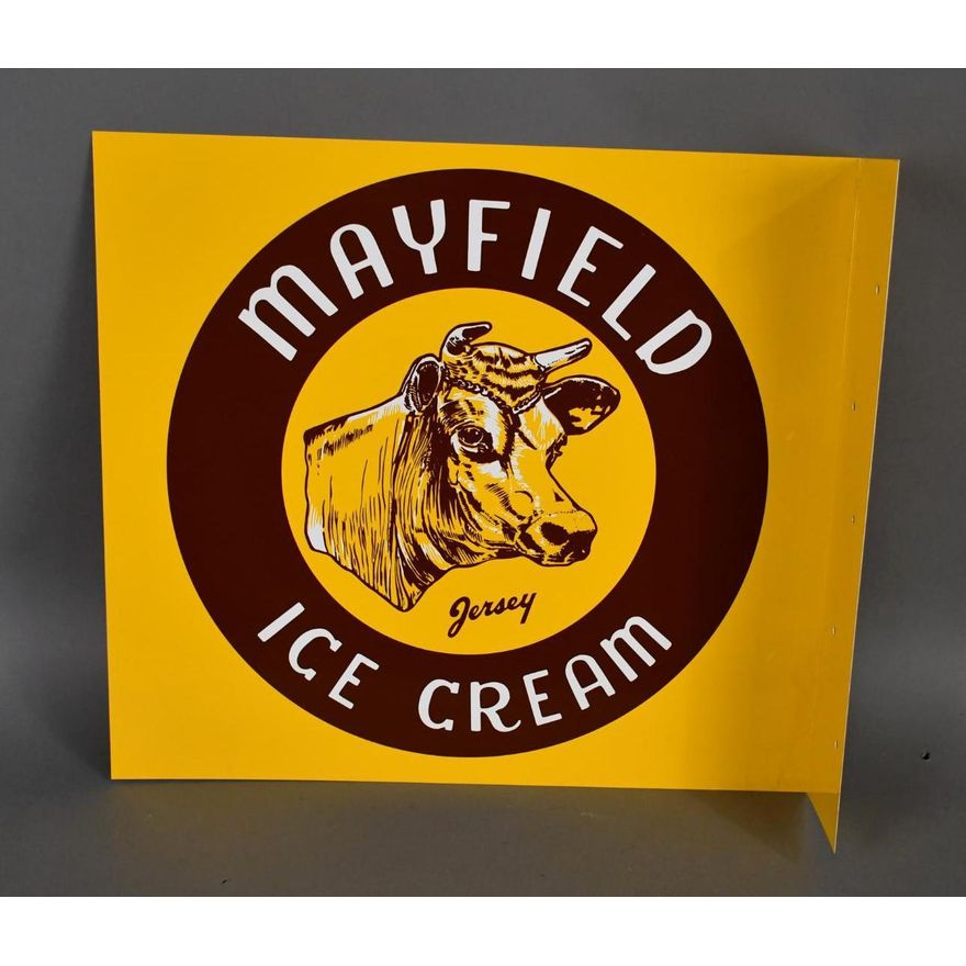 Mayfield Ice Cream w/ Cow Metal Flange Sign