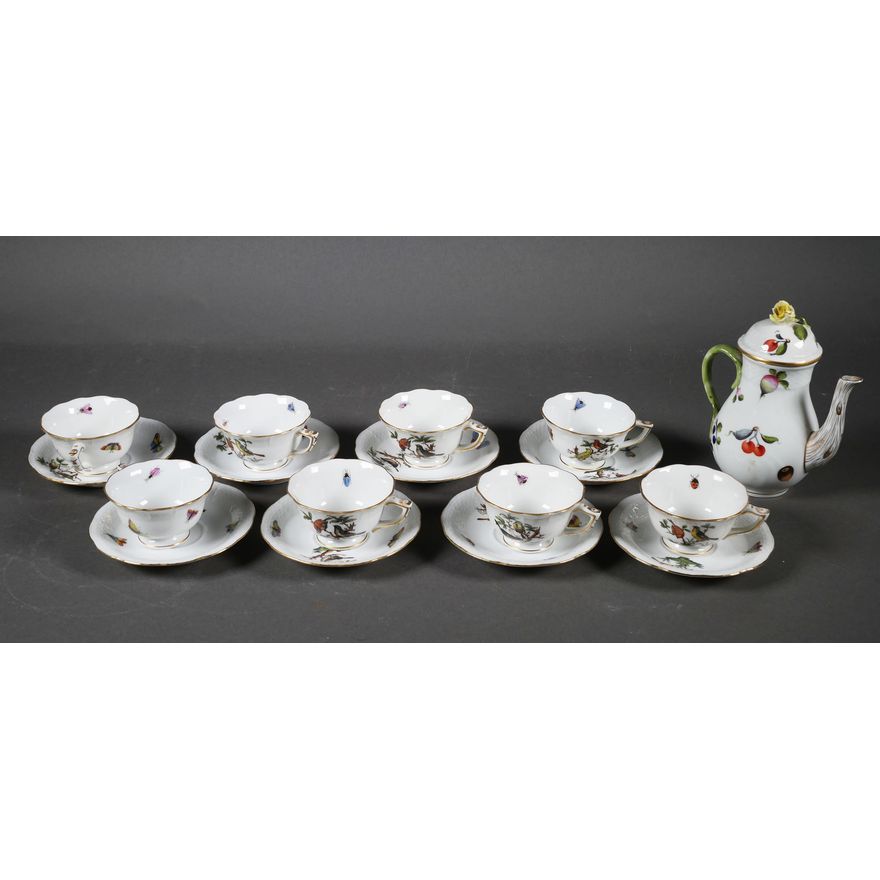 HEREND Rothschild Demitasse Cups, Teapot