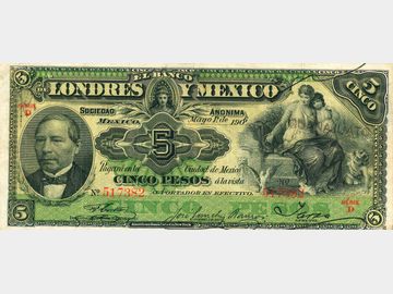 M271i – 5 Pesos El Banco de Londres y México, 1906. VF+.