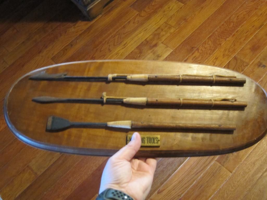 Wood Whaling Harpoons Plaque The After Auction